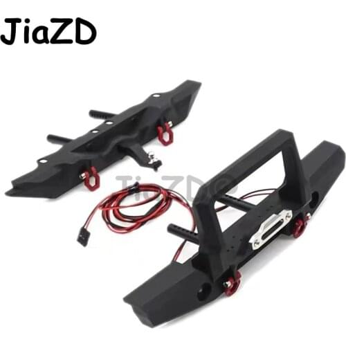 RC Car Metal Front Bumper with Led Light and Rear Bumper for 1/10 RC Crawler Traxxas TRX-4 TRX4 Axial SCX10 Upgrade Parts