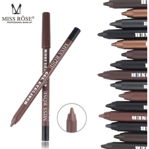 MISS ROSE Waterproof Eyeliner Pen Not Easy To Stick A Cup of Eyeliner Pencil Glue Knife Cut Silkworm Pen Makeup Cosmetic Gift