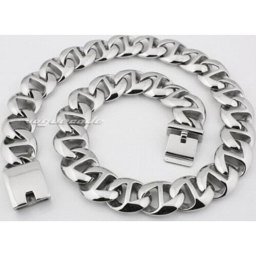 LINSION Huge & Heavy 316L Stainless Steel Mens Biker Rocker Punk Necklace 5Q008N Length 18 to 36 Inches Available