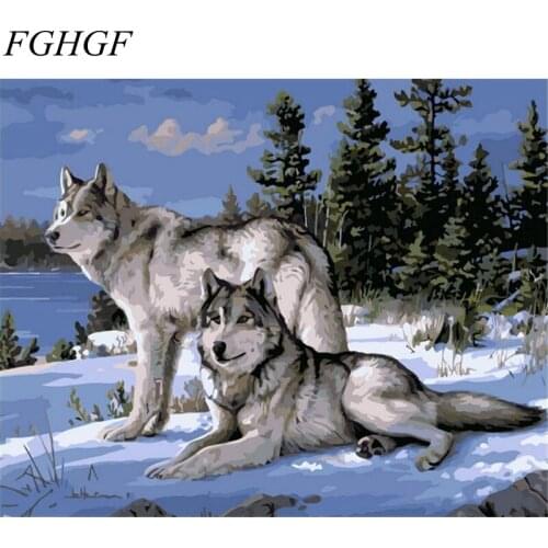 FGHGF DIY Digital Canvas Oil Painting Unique Gifts Of Wolf The Frameless Painting By Numbers Picture