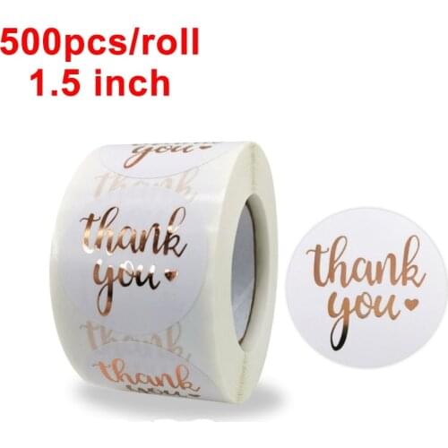 100/300/500 pcs Gold Foil Thank You Paper Stickers With White Background For Wedding Decoration Party Gift Packaging Stickers