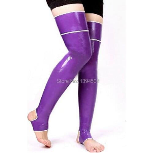 2017 new design exotic Women handmade Latex Stockings Lady Socks Long Fetish Stirrup Zentai Halloween customize size