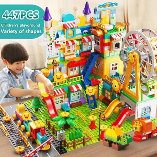 New Big Size Castle Slide Building Blocks DIY Bricks Funnel Marble Race Run Toys For Children Christmas Gifts