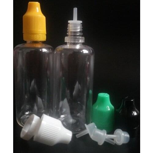 60ml Empty Bottle PET Plastic Dropper Bottles with Long and Thin Tips Tamper Proof Childproof Caps E Liquid Needle Bottle