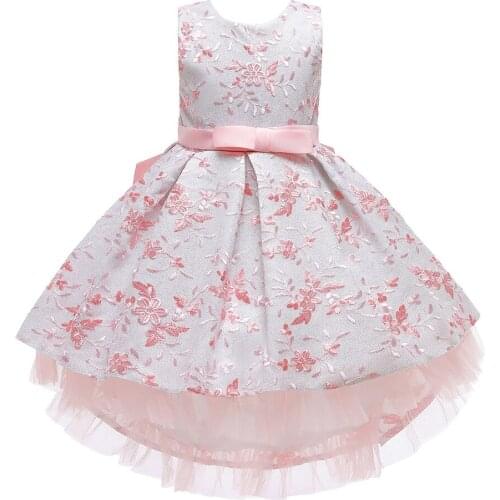 Gorgeous Flower Tailling Summer Girls Dress for Wedding Party Embroidery Kids Clothes Evening Dresses robe 10 12 13 Years