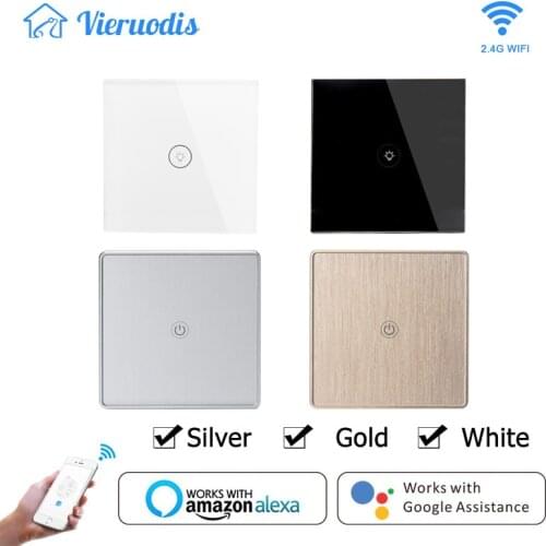 Smart Life Tuya WiFi Light Switch with Luxuray Glass Panel, Touch Sensor Smart Wall Switch Voice Work With Alexa, Google Home