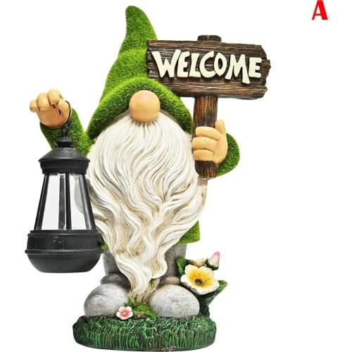 Garden Gnome Statue Resin Gnome Figurine With Solar LED Lights Outdoor Winter Decorations For Patio Yard Lawn Garden Decoration