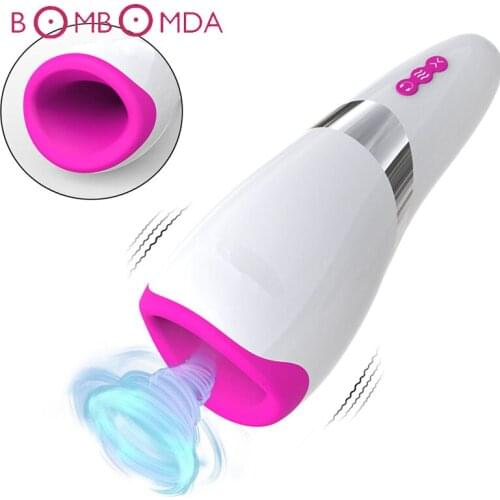 Sex Shops Electric Male Masturbator Cup Lick Suck Automatic Oral Artificial Vaginal Pussy Sex Machine Vibrator Sex Toys for Men