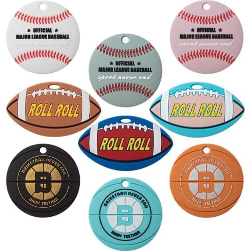 TYRY.HU BPA Free Baseball Teethers Little Baby Toy Teething Necklace Toy Food Grade Silicone Cartoon Nursing Tiny Rod Baby