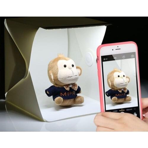 Folding Mini LED Lightbox Light Tent Portable Photography Studio Softbox Light box for iPhone Samsang Smartphone or DSLR Camera