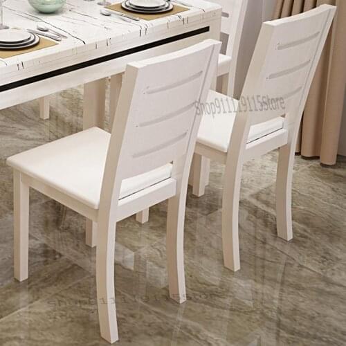 Solid Wood Dining Chair Home Modern Fashion Solid Wood Chair Simple White Dining Chair Full Baking Paint Home Dining Chair