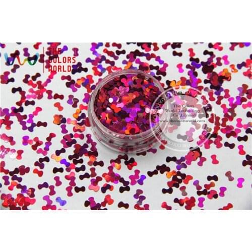 TCA912 laser holographic Plum color Bow Tie shape 5mm Size Glitter paillette spangles for Nail Art and DIY supplies