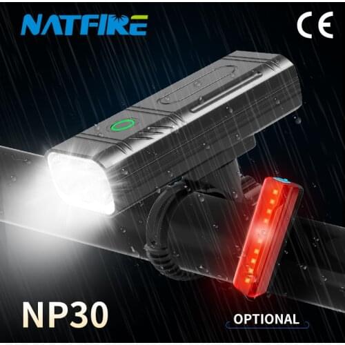 NATFIRE NP30 LED Light Bike Front Headlight 10 Hours Runtime with USB Rechargeable Bicycle Taillight Lantern IPX5 Waterproof