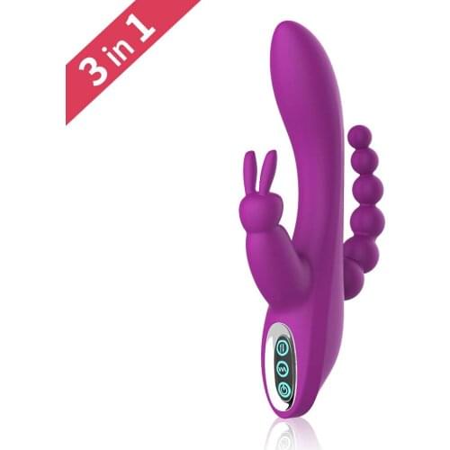 Rabbit Vibrator G spot and P spot Anal Vibrator Triple Curve 12 Function Rechargeable Clit Stimulator Dildo Vibrator for Women