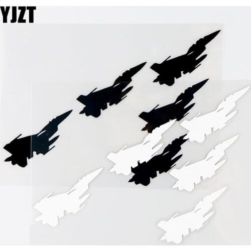 YJZT 15.5×10.9CM Fighter Funny Vinyl Decals Murals Art Design Airplane Car Stickers Black / Silver 10A-0657