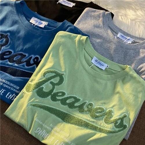 Letter Embroidery Women T shirt O Neck Short Sleeve Oversized Shirt Women Fashion Ins Print 2021 Summer Korean Tops футболка