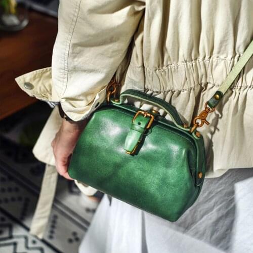 Designer Genuine Leather Ladies Small Shoulder Messenger Bag Vintage Casual High Quality Real Cowhide Womens Mini Handbag