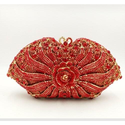 Women wedding party blue gold red color crystal diamond evening bags bridal clutches bags clutch purse for female handbag wallet