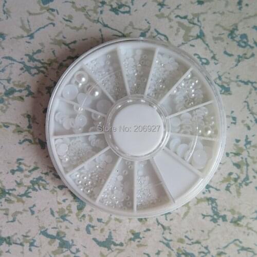 1PC OD-144 3D 6 sizes Pure White Pearl Decoration in wheel Shiny Nail Decoration Lovely Outlooking