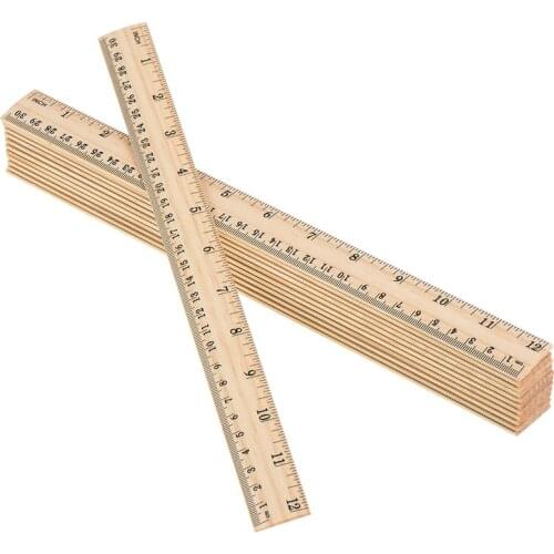 12 x Wood Ruler Student Rulers Wooden School Rulers Office Ruler Measuring Ruler, 2 Scale (12 Inch and 30 cm)