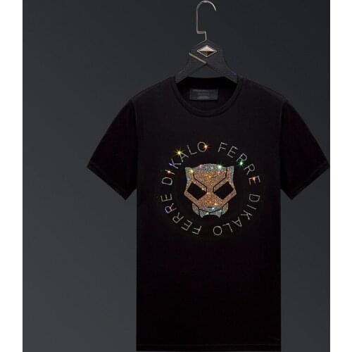 2021 Character Rhinestones Mens T Shirt Summer Fashion Streetwear Mercerized Cotton O Neck Short Sleeve Tshirts Plus Size 6XL