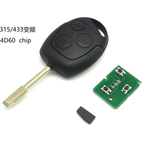 3 Buttons Remote Key Fob 315Mhz 433MHz 4D60 ID63 Chip For Ford Mondeo Focus Fusion Fiesta Galaxy Transit Full Car Key