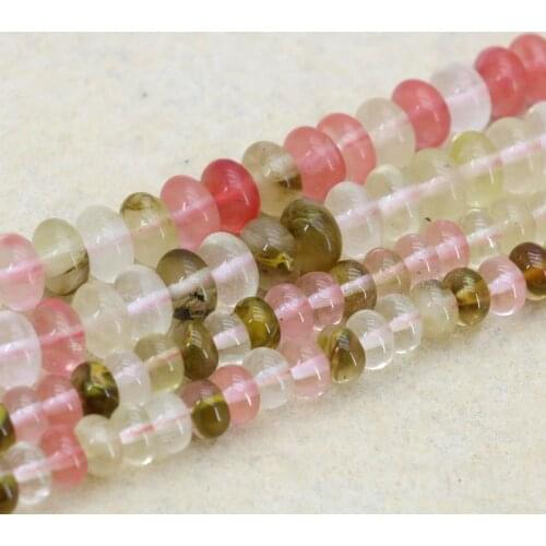 4x6mm 5x8mm Pink multicolor watermelon tourmaline abacus shaped loose beads 15inches 2pc/lot optional size women DIY wholesale