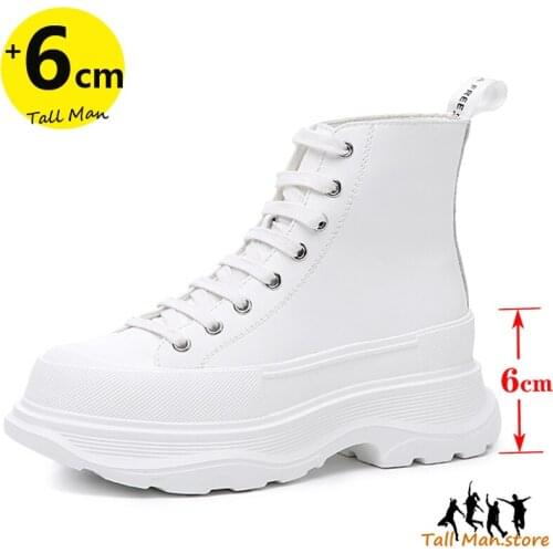 Women Ankle Boots Men Elevator Shoes High Increasing Shoes Height Shoes Insole 6cm Mid High Top