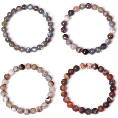 Natural Stone Bracelets Bracelet Women Men Stone Mala Beads Charms Meditation Ethnic Labradorite Agates Jewelry Gem Gift