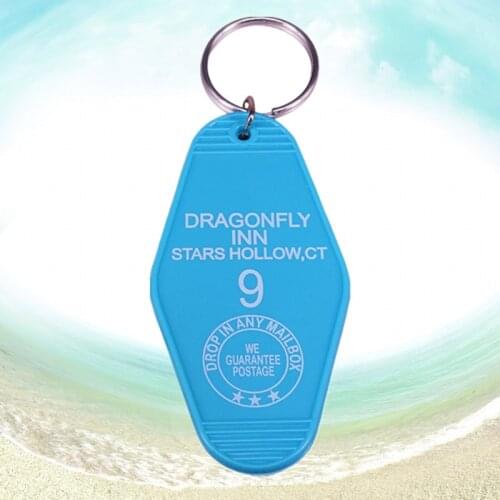Gilmore Girls Lorelai Rory Stars Hollow Room 9 PEACE QUIET COFFEE Vintage Key Tag Hotel Motel Keychain