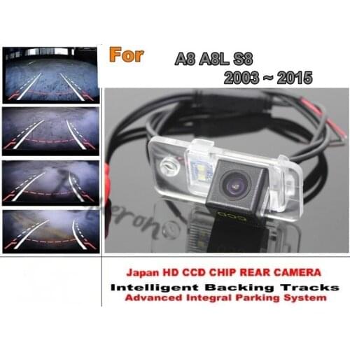 For Audi A8 A8L S8 2003 ~ 2015 Intelligent Car Parking Camera / Dynamic Tragectory Rear View Camera CCD Night Vision