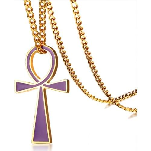Egyptian Ankh Cross Pendants Necklaces for Men Women Gold Silver Color 316L Stainless Steel Necklace Male Female fashion Jewerly
