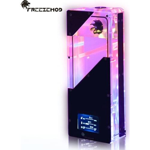 FREEZEMOD 150ml Intelligent Water Tank LCD Flowmeter Reservoir RPM Flow Speed Temperature Electrical Detection Monitoring MOD