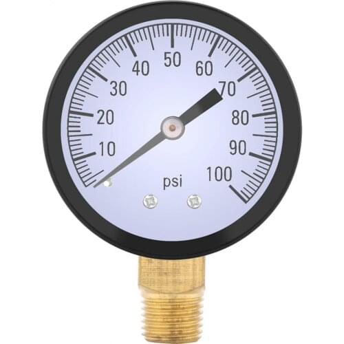 Hot 0-100PSI 1/4 Inch BSPT Thread Pressure Gauge Manometer Water Oil Air Pressure Meter 1.9" Dial Plate Pressure Measuring Tools