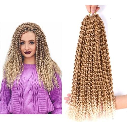 Hywamply 18" 22 Strands Water Wave Passion Twist Crochet Braids Hair Synthetic Mix Blonde Ombre Braiding Hair Extensions