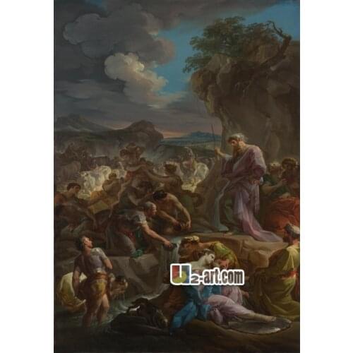 Canvas Prints (Moses Striking the Rock) by Corrado Giaquinto chinese furniture classic oil painting for hall Religion-097
