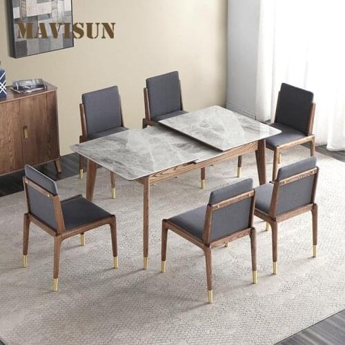 Rock Slate Dining Table Chair Combination For Dinner Wedding Party Home Furniture Solid Wood Kitchen Restaurant Rectangle Table