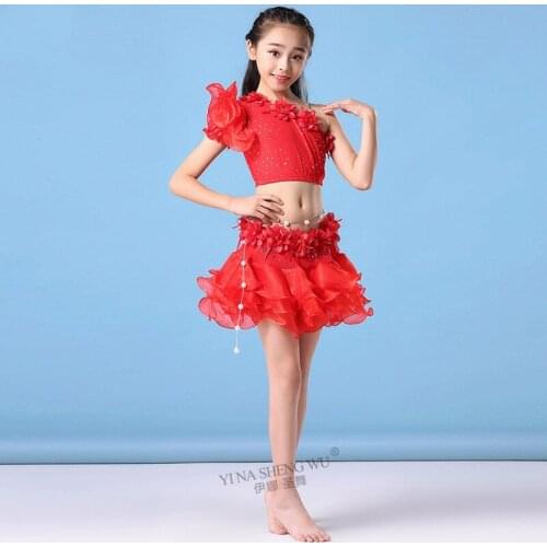 New Children Girl Belly Dance Costume Oriental bellydance skirt Stage Performance Top Belt Skirt Bellydancing Wear 2/3pcs set