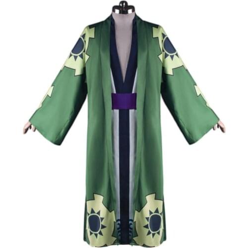 One Piece Roronoa Zoro Cosplay Costume Kimono Green Robe Halloween Costumes