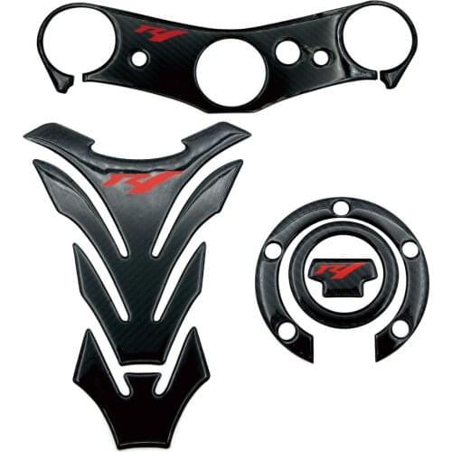 New Motorcycle Carbon Fiber Sticker For Yamaha YZF1000 YZFR1 YZF R1 2007 2008 Oil Gas Fuel Tank Pad Decal Protector Triple Clamp