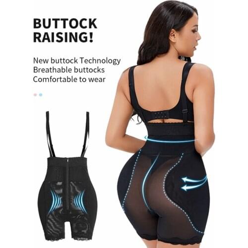 Butt Lifter Hip Pads Enhancer Shapewear Women Full Body Shaper Slimmer Waist Zip Bodysuit Straps Fake Buttock Lingerie Underwear