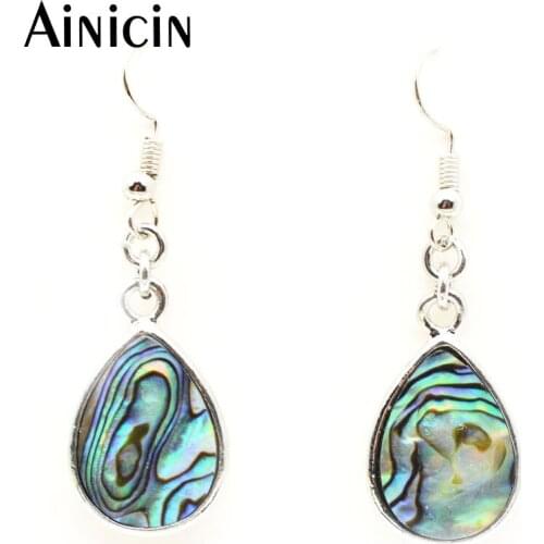 1 Pair Natural Abalone Shell Water Drop Dangle Earrings Silver Color For Fashion Women Party Jewelry