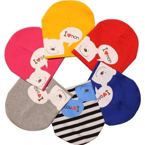 Cute Baby Hats I Love Mom Printing Caps Toddler Kids Baby Boy Girl Infant Cotton Warm Hat Beanies Cap Newborn Photography Props