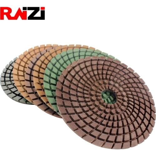Raizi 100 mm wet/dry premium deep diamond sanding disk polishing tool for granite,marble,engineered stone Grit 50-3000