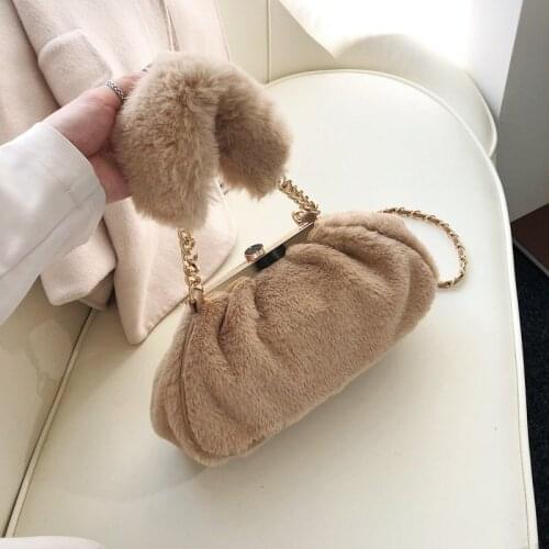 Womens Small Crossbody Bag Fashion Warm Soft Plush Cloud Handbag Luxury Design Female Solid Color Shoulder Bag ZD1983