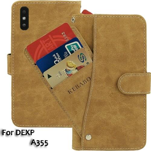 Vintage Leather Wallet DEXP A355 Case 5.45" Flip Luxury Card Slots Cover Magnet Phone Protective Cases Bags