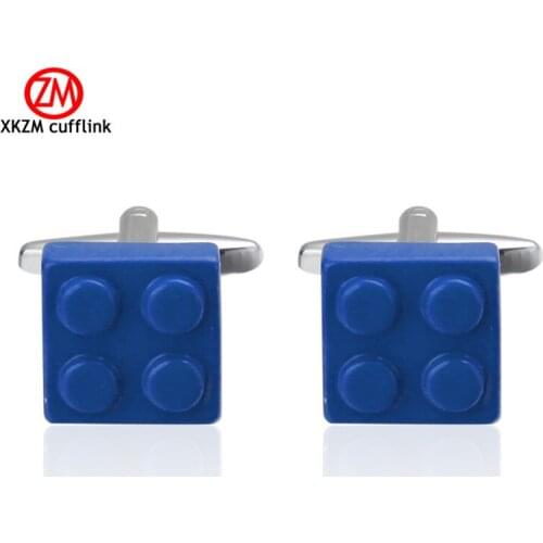 XKZM Cufflinks Blue blocks Cuff Links for Mens Gifts Dad Cuff Buttons Wedding Favors For Fathers Day