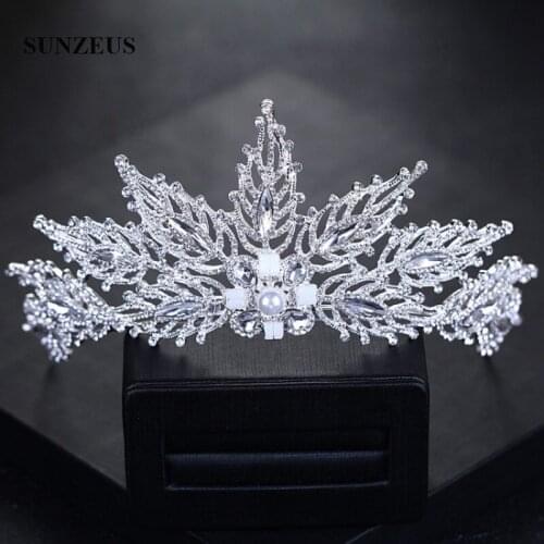 Pearls Crystal Beaded Stunning Tiaras and Crown for Bridal Wedding Hair Accessories Princess Pageant Party Hair Decoration SHA11