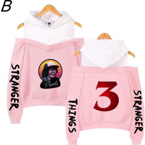 Fashion Stranger Things 3 Sexy Demogorgon Hoodies women Sexy Vrouwen Cosplay Fans Gedrukt Fleece Strapless shoulder Sweatshirt