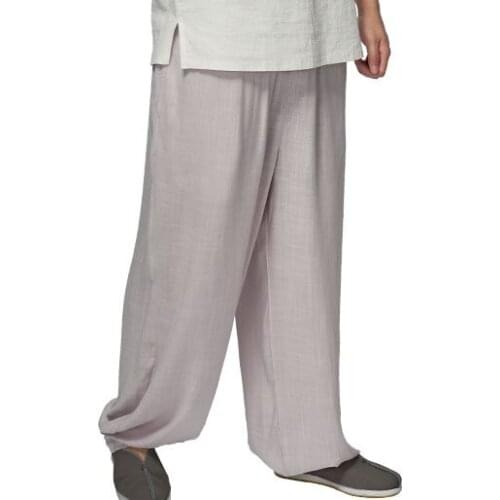 7color Summer&Spring cotton&linen shaolin monk kung fu bloomers zen trousers lay meditation nun pants gray/blue/green/red
